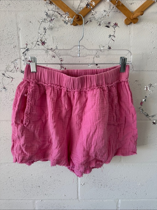 Pants - Pink 100% Cotton Elastic-Waist Women’s Shorts